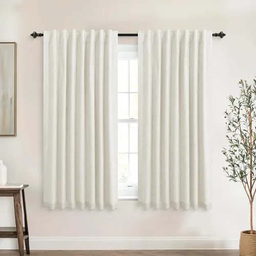 Miniatura 79 de KOUFALL - Cortinas de medio estilo francés de lino para ventana, juego de 2 cortinas cortas de 40 pulgadas de longitud, para privacidad, cortinas