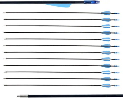 Miniatura 9 de LWANO Flechas de fibra de vidrio de 28" - Flechas de práctica de arquería con puntas rombas y eje duradero para niños, jóvenes, principiantes