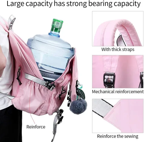 Miniatura 5 de FENGDONG Mochila escolar para niñas adolescentes y niñas, a2-rosa, 17.7x12x5.9 inches, Viajar
