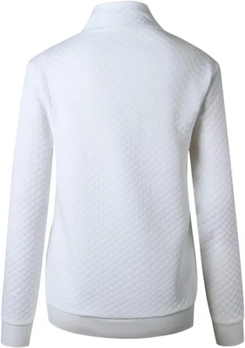 Miniatura 6 de MEROKEETY sudadera de manga larga con cuello en V y botones acolchados con retazos para mujer.