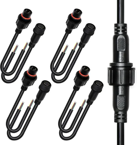 Miniatura 7 de Conector de tira LED de 2 pines 18AWG IP65 macho hembra 7.87 pulgadas, cable de extensión para automóvil, camión, barco, conector LED impermeable