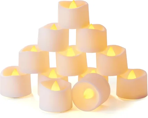 Homemory Velas de té con temporizador que funcionan con pilas, temporizador de 6 horas integrado, encendido automático diario, velas votivas LED sin
