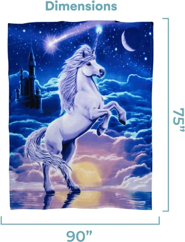 Miniatura 3 de Dawhud Direct Manta Decorativa de Unicornio - 50x60 Pulgadas Manta de Vellón de Unicornio Suave y Felpa para Niñas y Niños - Acogedora Manta I Reino