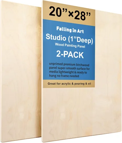 Miniatura 10 de Kit de Paneles de Lienzo de Madera de Abedul Sin Terminar, Falling in Art Paquete de 2 de 14x18'' Tablas de Cuna de Estudio de 3/4'' de Profundidad