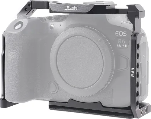 FocusFoto Jaula de cámara para cámara sin espejo Canon EOS R6 Mark II, equipo estabilizador de aleación de aluminio con zapata fría y tornillo de