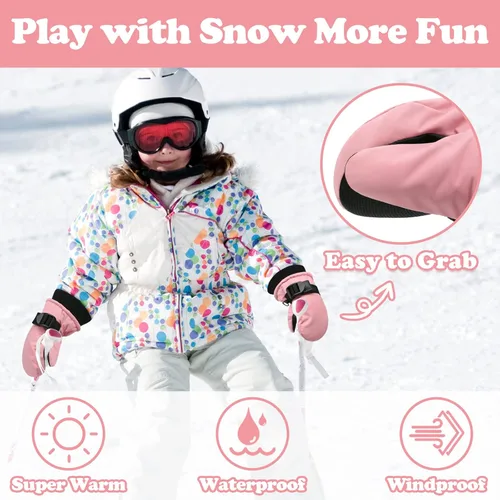 Miniatura 24 de Sarfel Guantes impermeables para niños pequeños, guantes de esquí, guantes de nieve, guantes para bebé, Thinsulate 1-7 años