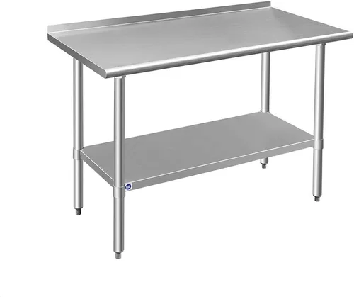 Miniatura 30 de Mesa de acero inoxidable para preparación y trabajo con protector contra salpicaduras, 24x72 pulgadas