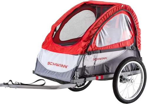 Remolque de bicicleta para niños Schwinn Trailblazer Plus, asiento individual, acoplador universal, estructura plegable, ruedas de liberación