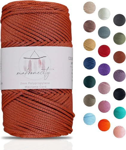 Miniatura 16 de Makromecity, Cordón de macramé de poliéster de 2 mm x 38 m (125 yardas) 2 mm de polipropileno, cordón de macramé para crochet, bolsas de macramé