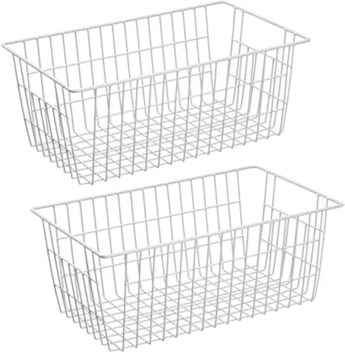Miniatura 17 de Slideep Cestas de alambre para congelador, cesta de almacenamiento con asas, almacenamiento de alimentos para armarios de cocina, despensa, armario