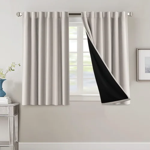 Miniatura 53 de H.VERSAILTEX Cortinas 100% opacas para dormitorio con forro negro, cortinas de oscurecimiento de habitación completa, con aislamiento térmico