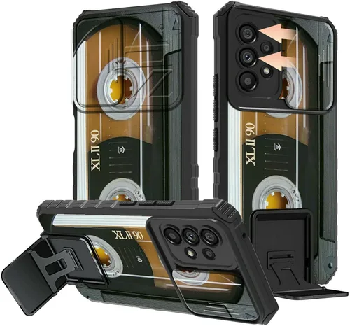 Miniatura 60 de Rossy Funda para Samsung Galaxy S22 Ultra para Samsung S22 Ultra con cubierta deslizante para cámara con función atril, funda híbrida de doble capa