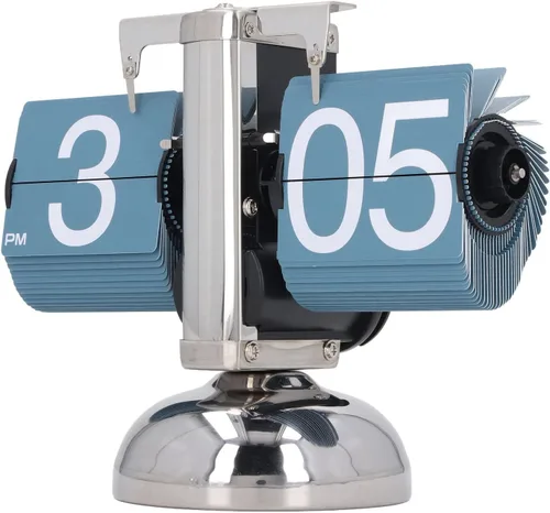 Miniatura 2 de Reloj mecánico de una sola pierna europea vintage simple automático Flip reloj mecánico reloj de giro de página para sala de estar (azul)