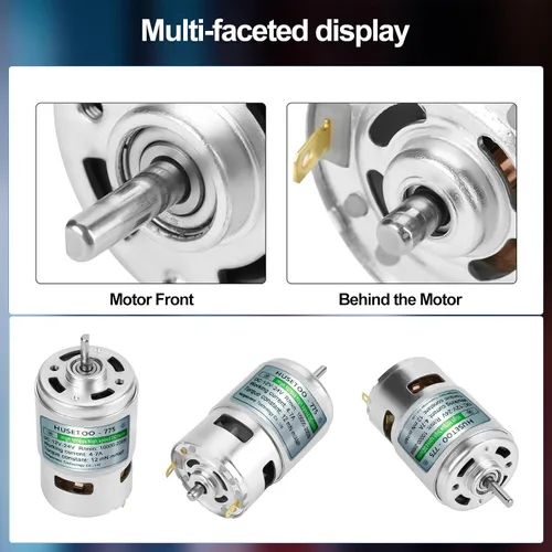Miniatura 4 de Motor DC 775 Motor DC de 12v Motor DC de alto par Motor DC de 20000 RPM máx. Rodamientos de bolas dobles Motor de ruedas de potencia silencioso