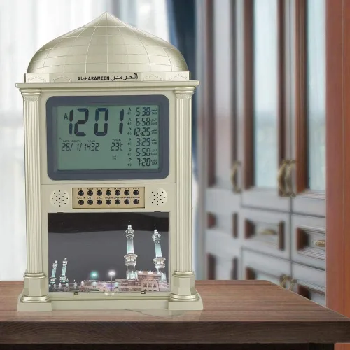 Miniatura 2 de Reloj despertador islámico de alta calidad, reloj despertador automático de plástico musulmán Azan oración calendario digital con pantalla de hora