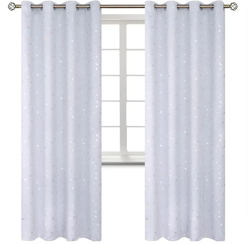Miniatura 124 de BGment Cortinas opacas para dormitorio infantil, con aislamiento térmico, con ojales, estampado de estrellas plateadas, cortinas para oscurecer