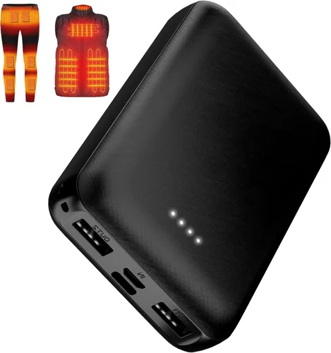 Paquete de batería 5V2A para chaleco calentado, chaqueta calentada, batería externa de 10000 mAh para hombres y mujeres (no apto para ropa térmica