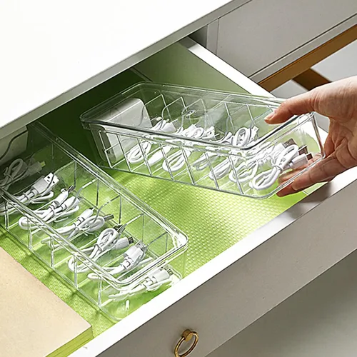 Miniatura 4 de YAYODS Paquete de 4 cajas organizadoras de cables con tapa, caja organizadora de cables transparente con 40 bridas de alambre, organizador