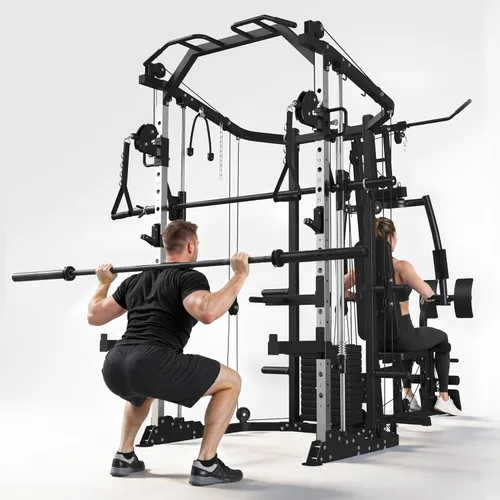 GMWD SmithΔ Machine - Jaula de potencia, sistema multifunción de gimnasio en casa con sistema cruzado de cables, estación de entrenamiento de doble