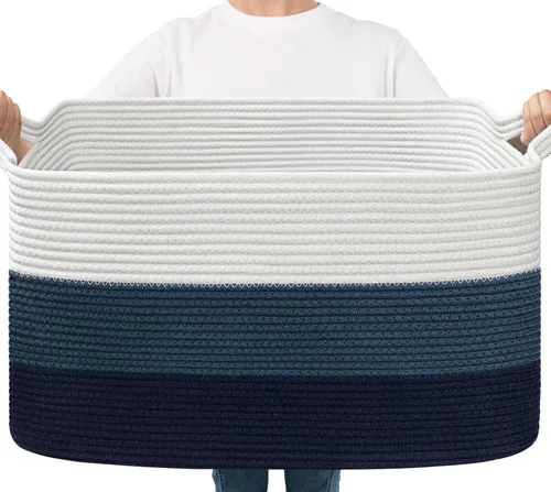 Miniatura 24 de Goodpick Cesta Grande de Almacenamiento de Juguetes, Cestas de Cuerda de Algodón Gris Contenedor de Almacenamiento de Juguetes para Bebé, Niños