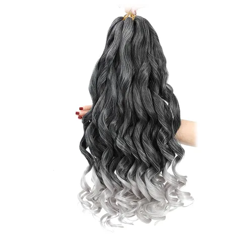Miniatura 66 de Cabello Rizado Francés para Trenzar de 18 Pulgadas, 8 Paquetes Color Borgoña - Cabello para Trenzar Pre-Estirado con Rebote - Extensiones de Cabello