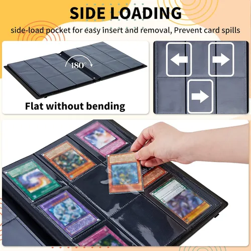 Miniatura 2 de Rading - Carpeta de tarjetas para Pokémon, béisbol, fútbol, hockey, fútbol, deporte, TCG, MTG, Yugioh, tarjetero con 4 bolsillos, funda de 160