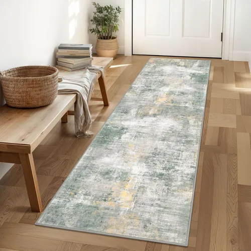 Miniatura 142 de IOHOUZE Alfombra pequeña abstracta de 2 x 3 pies, alfombra de entrada lavable para entrada interior, alfombras con respaldo de goma, alfombra gris