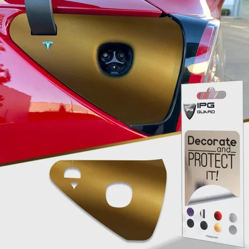 Miniatura 22 de IPG para Tesla - Calcomanías adhesivas de envoltura de puerto de carga, emblema para bricolaje, personaliza el modelo 3-Y (rosa)