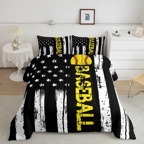 Miniatura 37 de Erosebridal Juego de edredón de béisbol tamaño individual, juegos de ropa de cama deportiva para niños, edredones y juegos de ropa de cama de nido
