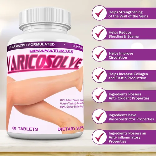 Miniatura 3 de VARICOSOLVE El suplemento natural para las venas de las piernas. 60 Tabletas