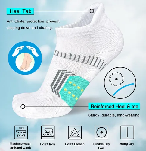 Miniatura 4 de suaskk Calcetines de tobillo para mujer, antiampollas, acolchados, para correr, 5 pares