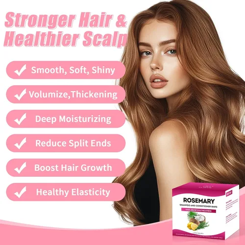 Miniatura 2 de Champú y acondicionador de barra de romero para cabello adelgazante, barra de champú sólido de volumen, engrosamiento y crecimiento del cabello