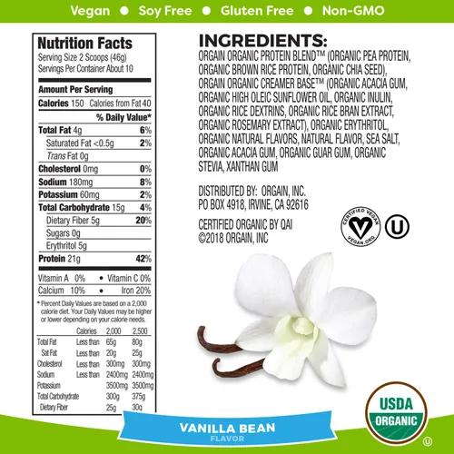 Miniatura 5 de Orgain Proteína en polvo orgánica a base de plantas, dulce de chocolate cremoso – 1.02 libras y proteína orgánica a base de plantas, grano