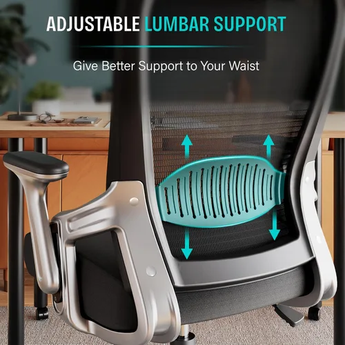 Miniatura 9 de SUNNOW Silla de oficina, silla ergonómica de escritorio para computadora, silla ejecutiva resistente, soporte lumbar ajustable, brazos abatibles