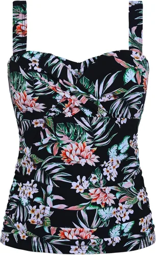 Miniatura 2 de SONAFIO Parte superior tipo tankini con nudo frontal para mujer, solo fruncido, control de abdomen, traje de baño bandeau