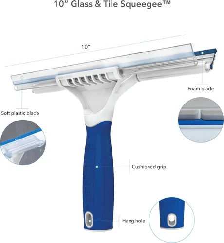 Miniatura 6 de Unger Professional Connect and Clean - Escobilla de ducha para vidrio y azulejos de 10 pulgadas, compatible con poste roscado estándar, suministros