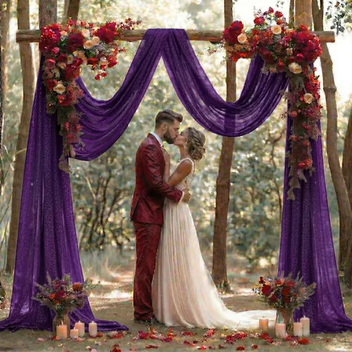 Miniatura 7 de MDS Paquete de 1 panel de cortina de arco de boda (30 pulgadas de ancho x 30 pies de largo) tela de gasa transparente para boda, ceremonia, Cadbury