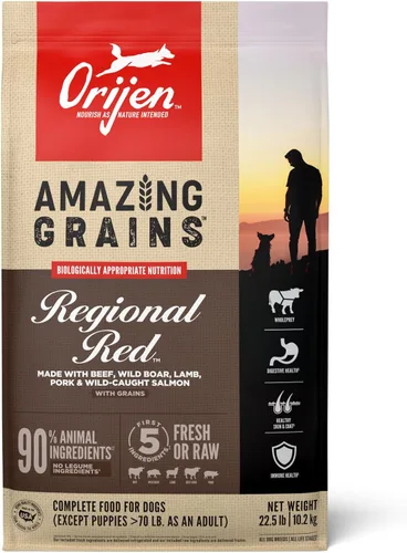 Miniatura 15 de ORIJEN Amazing Grains - Alimento seco para perros con alto contenido de proteínas, receta original, bolsa de 22.5 libras