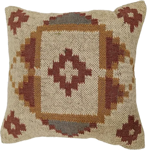 Miniatura 13 de Trade Star Funda de almohada 70% yute y 30% lana kilim, auténtica, funda de almohada bohemia hecha a mano, vintage, funda de cojín cuadrada étnica
