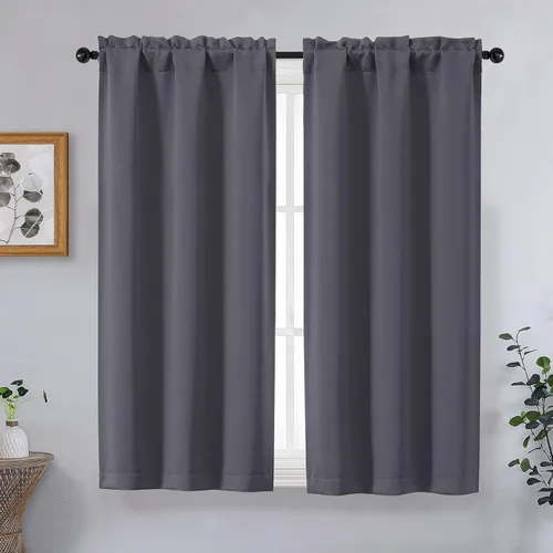 Miniatura 17 de OVZME Cortinas opacas turquesa para tratamiento de ventanas pequeñas, cortinas cortas con bloqueo de luz para ventana de cocina sobre el fregadero