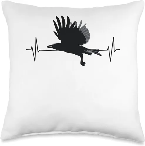 Krähen Raben Vögel Liebhaber Bekleidung Crow Raven Heart Line Odin Viking Fans Hugin and Munin - Almohada de 16 x 16 pulgadas, multicolor