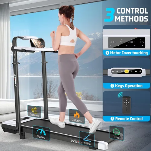 Miniatura 5 de FUNMILY Cinta de Correr Plegable con Almohadilla de Caminata Mejorada con Inclinación del 12%/15% y Barra de Manejo, Cintas de Correr Compactas