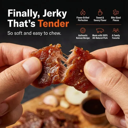 Miniatura 6 de Golden Island Cecina de Cerdo con Sabor a Barbacoa Coreana, Snack de Carne Especial, Sin Gluten con Condimento de Barbacoa Coreana, Snack