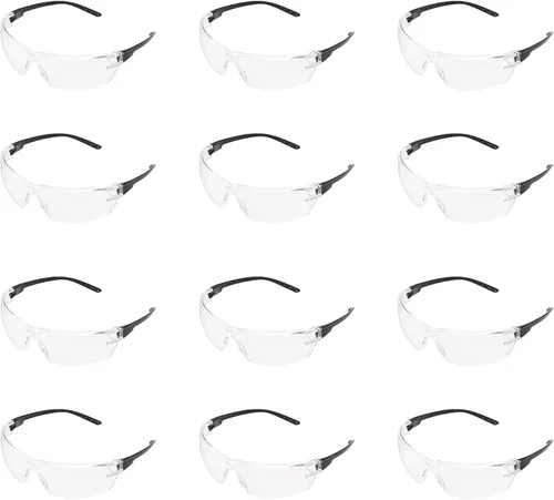 Amazon Basics Anti-Fog Safety Glasses, Eye Protection, Scratch Resistant, UV Protection, Clear/Black, 12-Pack