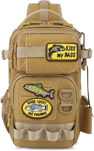 Miniatura 8 de Dovesun Mochila de pesca pequeña con cajas de aparejos, bolsa de pesca para manualidades, parches bordados, bolsa de aparejos de regalo para A