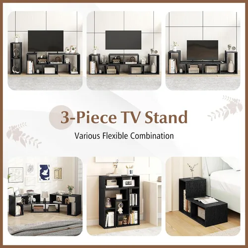 Miniatura 2 de Giantex Soporte de TV de combinación libre para dormitorio, centro de entretenimiento para TV de 50, 55, 60, 65 pulgadas, mesa consola multimedia