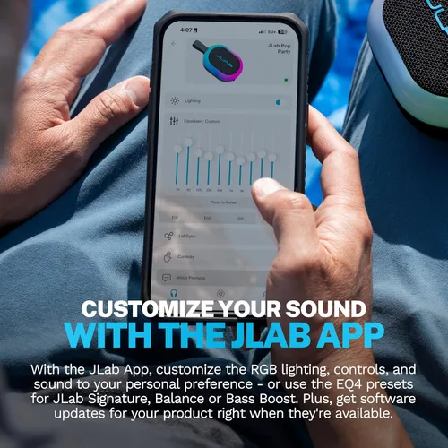 Miniatura 7 de JLab Altavoz Bluetooth Portátil Pop Party, Mulberry, Más de 8 Horas de Reproducción, Impermeabilización IP55, Asa de Bucle Desmontable, Iluminación