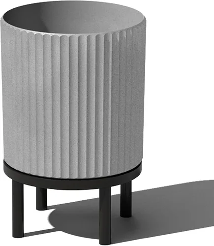 Miniatura 55 de Veradek Demi Series - Maceta redonda con soporte para porche o patio, compuesto de piedra de plástico duradero y soporte de madera, decoración