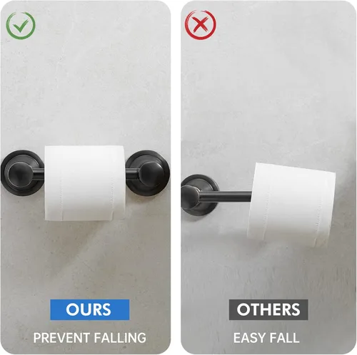 Miniatura 5 de RUMOSE Portarrollos de papel higiénico para baño, mango de tejido pivotante flexible en la pared, bronce aceitado frotado a prueba de óxido, acero