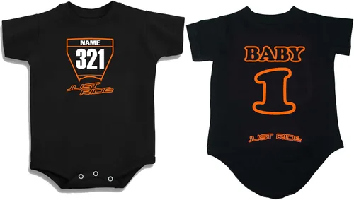 Miniatura 3 de JUST RIDE Motocross Baby Numero Plate One Piece Creeper Personalizado